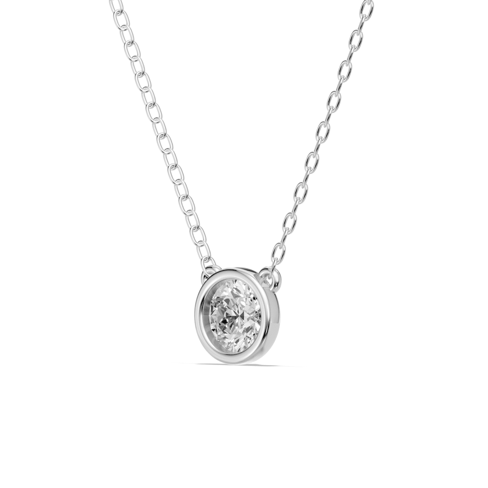 Bezel Pendant Necklace with 0.60ct of Laboratory Grown Diamonds in Sterling Silver and Platinum Bevilles Jewellers 