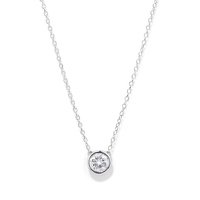 45cm 0.80ct Laboratory-Grown Diamond Bezel Solitaire Necklace in Sterling Silver and Platinum Pendants Bevilles 