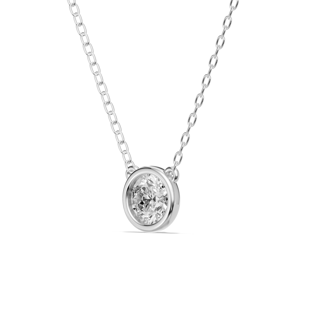 Bezel Pendant Necklace with 0.80ct of Laboratory Grown Diamonds in Sterling Silver and Platinum Bevilles Jewellers 
