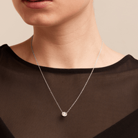 45cm 0.80ct Laboratory-Grown Diamond Bezel Solitaire Necklace in Sterling Silver and Platinum Pendants Bevilles 