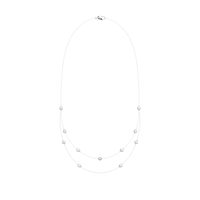 46cm Multi Layered Bezel Necklace with 1.00tw of Laboratory-Grown Diamonds in Sterling Silver and Platinum Pendants Bevilles 