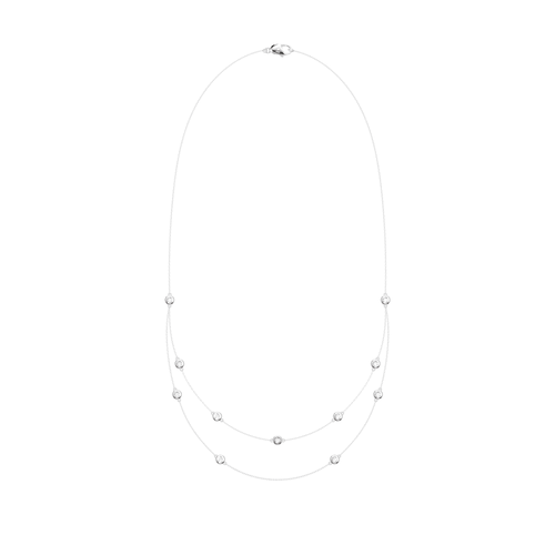 Multi Layered Bezel Necklace with 1.00ct of Laboratory Grown Diamonds in Sterling Silver and Platinum Bevilles Jewellers 