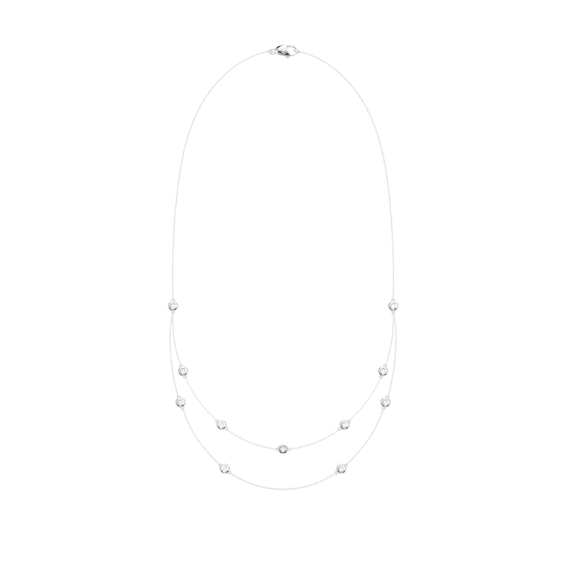 Multi Layered Bezel Necklace with 1.00ct of Laboratory Grown Diamonds in Sterling Silver and Platinum Bevilles Jewellers 