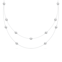 46cm Multi Layered Bezel Necklace with 1.00tw of Laboratory-Grown Diamonds in Sterling Silver and Platinum Pendants Bevilles 