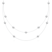 Multi Layered Bezel Necklace with 1.00ct of Laboratory Grown Diamonds in Sterling Silver and Platinum Bevilles Jewellers 