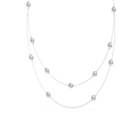 46cm Multi Layered Bezel Necklace with 1.00tw of Laboratory-Grown Diamonds in Sterling Silver and Platinum Pendants Bevilles 