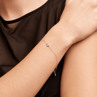 18cm Bezel Bracelet with 0.20ct Solitaire Laboratory-Grown Diamond in Sterling Silver and Platinum Bracelets Bevilles 
