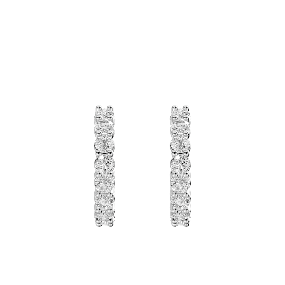 J Hoop Stud Earrings with 1.00ct of Laboratory Grown Diamonds in Sterling Silver and Platinum Earrings Bevilles Jewellers 