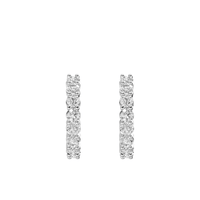 J Hoop Stud Earrings with 1.00ct of Laboratory Grown Diamonds in Sterling Silver and Platinum Earrings Bevilles Jewellers 