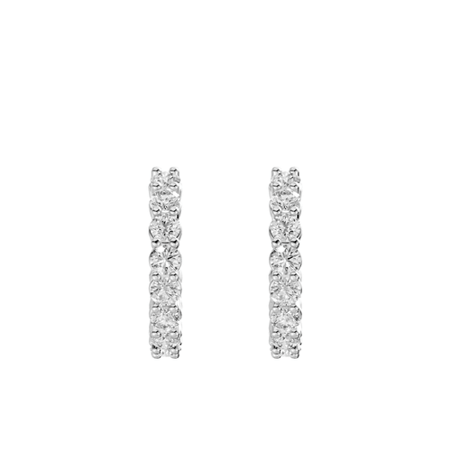 J Hoop Stud Earrings with 1.00ct of Laboratory Grown Diamonds in Sterling Silver and Platinum Earrings Bevilles Jewellers 