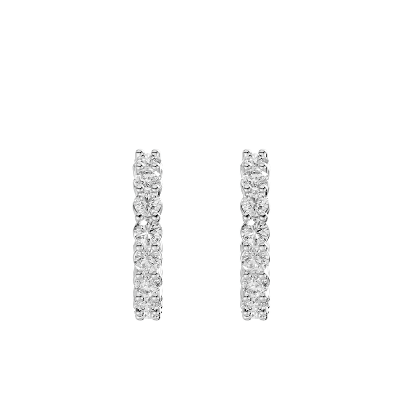 J Hoop Stud Earrings with 1.00ct of Laboratory Grown Diamonds in Sterling Silver and Platinum Earrings Bevilles Jewellers 
