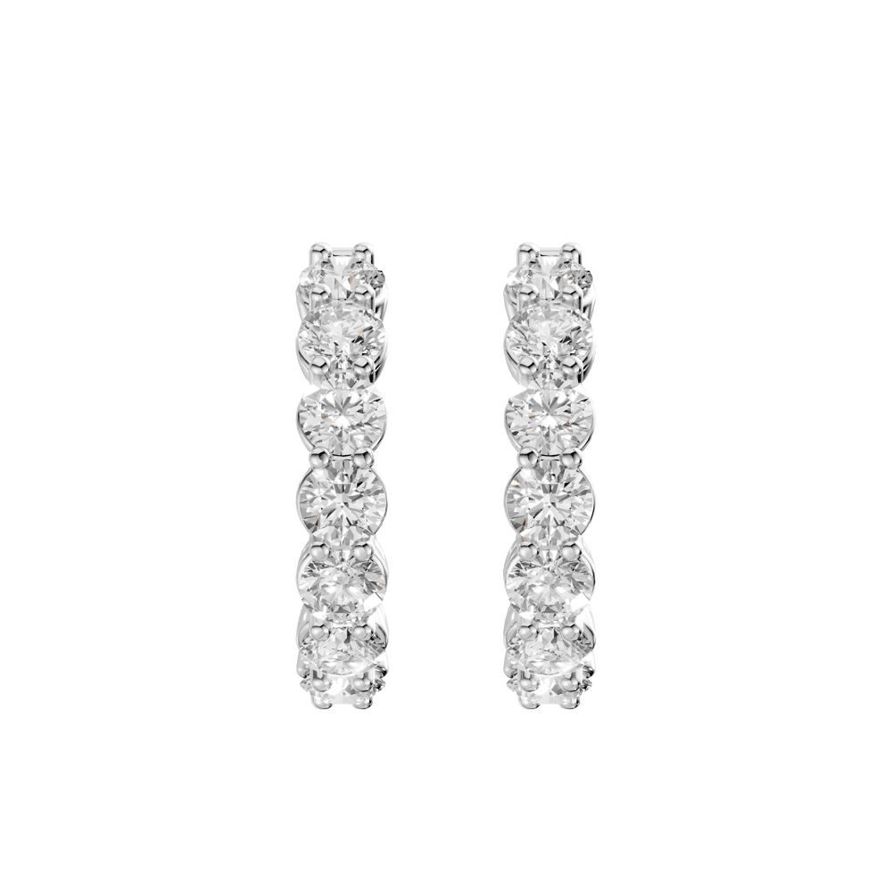 J Hoop Stud Earrings with 2.00ct of Laboratory Grown Diamonds in Sterling Silver and Platinum Bevilles Jewellers 