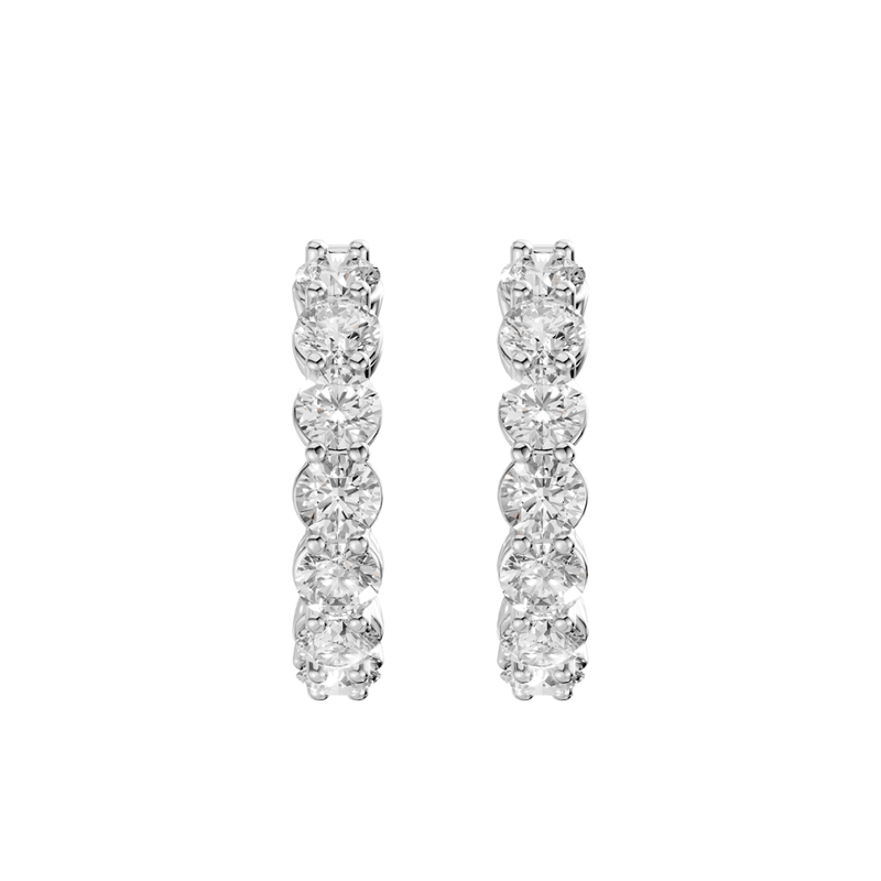 J Hoop Stud Earrings with 2.00ct of Laboratory Grown Diamonds in Sterling Silver and Platinum Bevilles Jewellers 