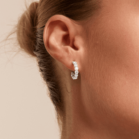J Hoop Stud Earrings with 2.00tw of Laboratory-Grown Diamonds in Sterling Silver and Platinum Earrings Bevilles 