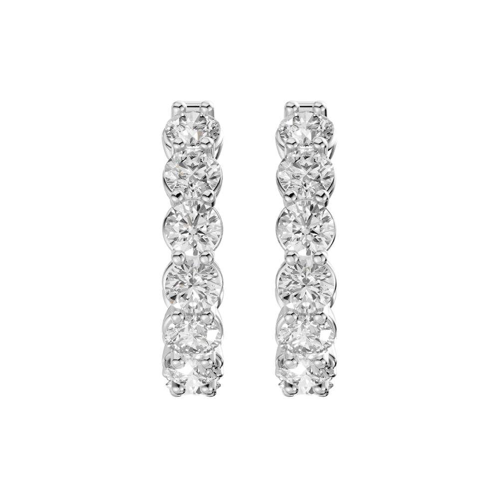 J Hoop Stud Earrings with 3.00ct of Laboratory Grown Diamonds in Sterling Silver and Platinum Bevilles Jewellers 
