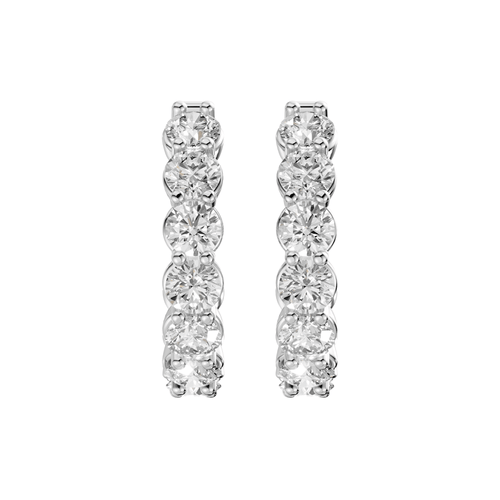 J Hoop Stud Earrings with 3.00ct of Laboratory Grown Diamonds in Sterling Silver and Platinum Bevilles Jewellers 