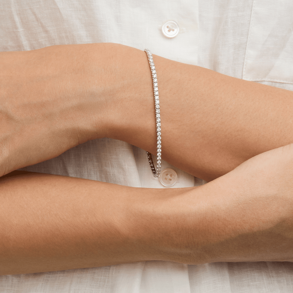 18cm Tennis Bracelet with 3.00tw of Laboratory-Grown Diamonds in Sterling Silver and Platinum Bracelets Bevilles 