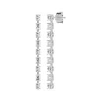 Oval and Emerald Cut Drop Stud Earrings with 1.50ct of Laboratory Grown Diamonds in Platinum and Sterling Silver Bevilles Jewellers 