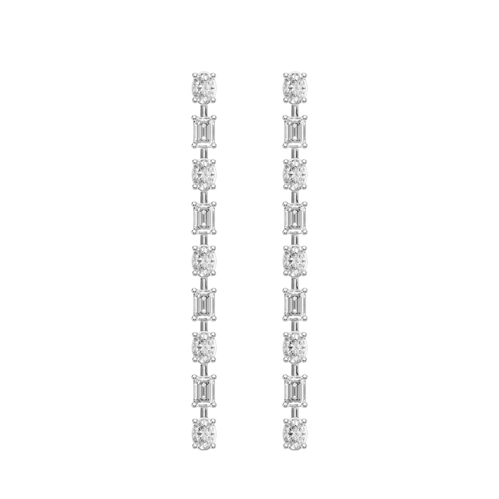 Oval and Emerald Cut Drop Stud Earrings with 1.50ct of Laboratory Grown Diamonds in Platinum and Sterling Silver Bevilles Jewellers 