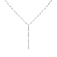 Oval and Emerald Cut Lariat Tennis Necklace with 5.25ct of Laboratory Grown Diamonds in Sterling Silver and Platinum Bevilles Jewellers 