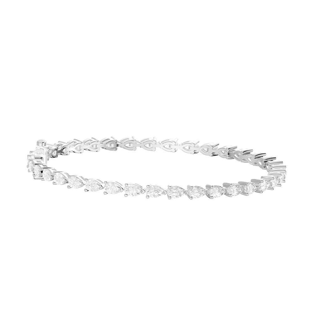 Pear Tennis Bracelet with 4.00ct of Laboratory Grown Diamonds in Sterling Silver and Platinum Bevilles Jewellers 