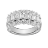 Emerald and Oval Cut Dress Ring with 3.00ct of Laboratory Grown Diamonds in Sterling Silver and Platinum Bevilles Jewellers 