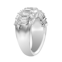 Emerald and Oval Cut Dress Ring with 3.00ct of Laboratory Grown Diamonds in Sterling Silver and Platinum Bevilles Jewellers 