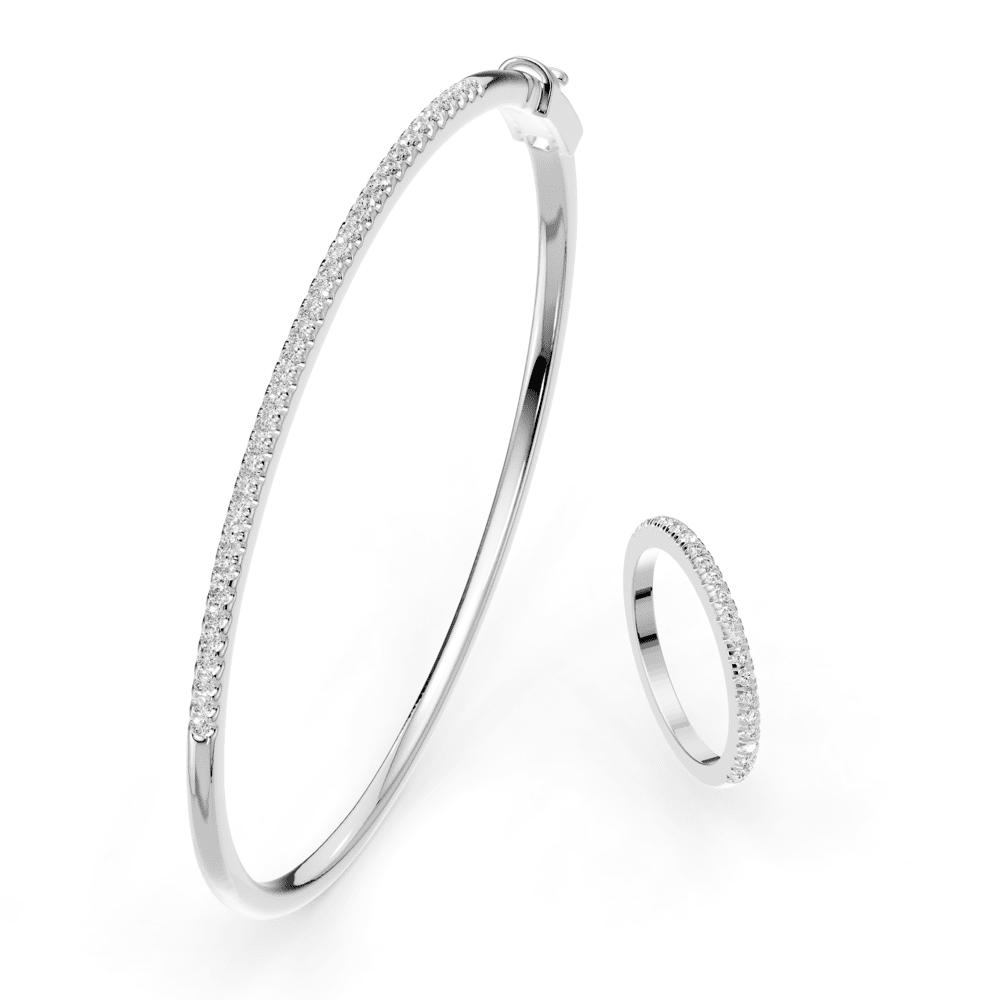 Ring and Bangle Set with 0.70ct of Laboratory Grown Diamonds in Sterling Silver and Platinum Bevilles Jewellers 