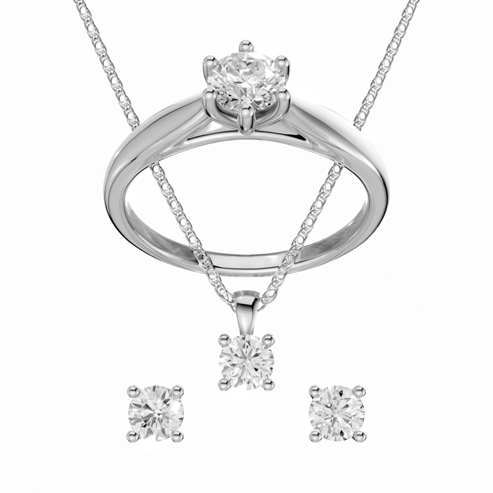 Jewellery Set with 1.00ct of Laboratory Grown Diamonds in Sterling Silver and Platinum Bevilles Jewellers 