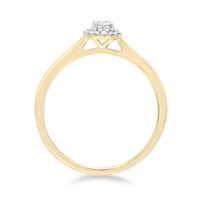 Halo Ring with 0.10ct of Diamonds in 9ct Yellow Gold Bevilles Jewellers 