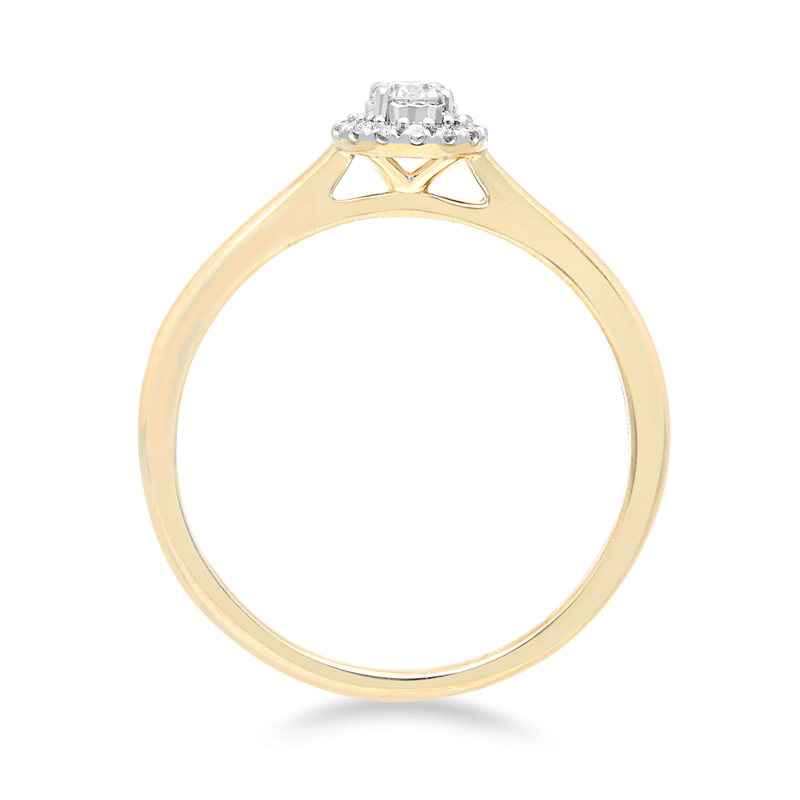 Halo Ring with 0.10ct of Diamonds in 9ct Yellow Gold Bevilles Jewellers 