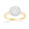 Halo Ring with 1/4ct of Diamonds in 9ct Yellow Gold Bevilles Jewellers 