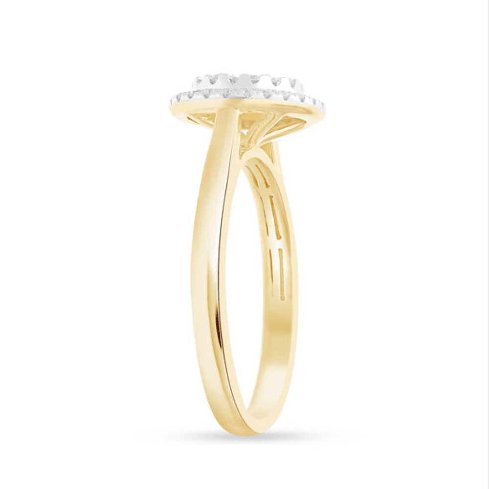 Halo Ring with 1/4ct of Diamonds in 9ct Yellow Gold Bevilles Jewellers 
