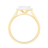 Halo Ring with 1/4ct of Diamonds in 9ct Yellow Gold Bevilles Jewellers 