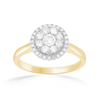 Halo Ring with 1/2ct of Diamonds in 9ct Yellow Gold Bevilles Jewellers 