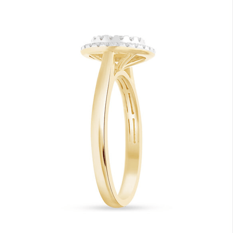 Halo Ring with 1/2ct of Diamonds in 9ct Yellow Gold Bevilles Jewellers 