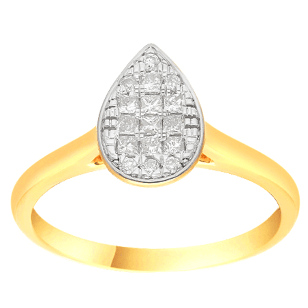 Pear Ring with 1/4ct of Diamonds in 9ct Yellow Gold Bevilles Jewellers 