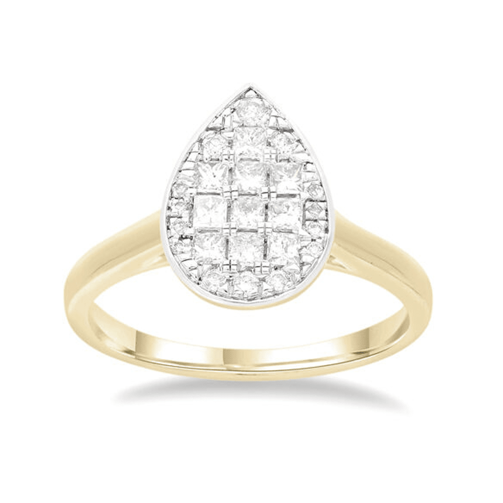 Pear Ring with 1/2ct of Diamonds in 9ct Yellow Gold Bevilles Jewellers 
