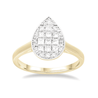 Pear Ring with 1/2ct of Diamonds in 9ct Yellow Gold Bevilles Jewellers 