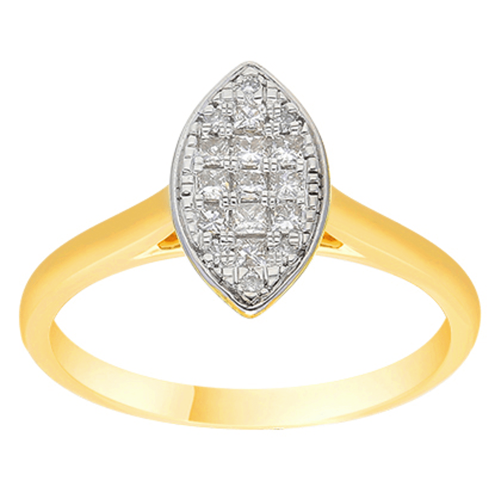Marquise Shape Ring with 1/4ct of Diamonds in 9ct Yellow Gold Bevilles Jewellers 
