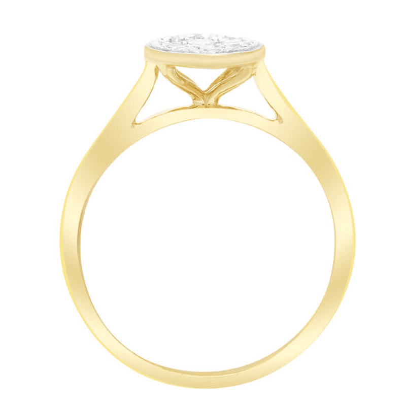 Marquise Shape Ring with 1/2ct of Diamonds in 9ct Yellow Gold Bevilles Jewellers 