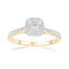 Cushion Ring with 0.60ct of Diamonds in 9ct Yellow Gold Bevilles Jewellers 