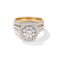 Composite Halo and Contour Ring Set with 1.00tw of Diamonds in 9kt Yellow Gold Rings Bevilles 