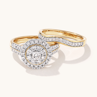 Composite Halo and Contour Ring Set with 1.00tw of Diamonds in 9kt Yellow Gold Rings Bevilles 