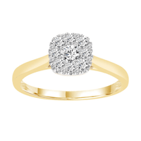 Cushion Shape Ring with 0.45ct of Diamonds in 9ct Yellow Gold Bevilles Jewellers 
