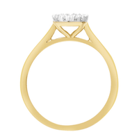 Cushion Shape Ring with 0.45ct of Diamonds in 9ct Yellow Gold Bevilles Jewellers 