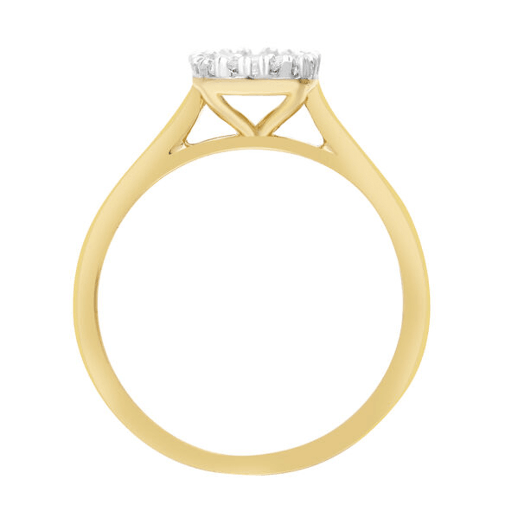 Cushion Shape Ring with 0.45ct of Diamonds in 9ct Yellow Gold Bevilles Jewellers 