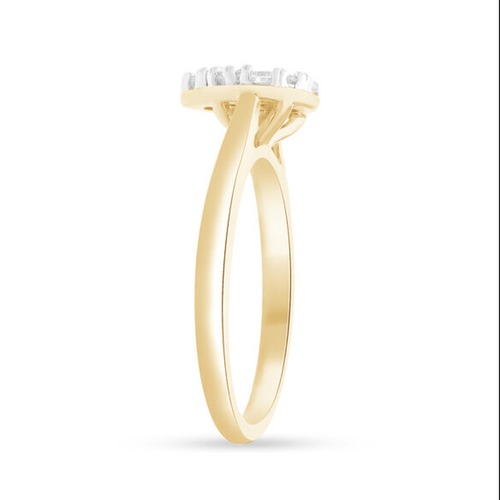 Pear Shape Ring with 0.45ct of Diamonds in 9ct Yellow Gold Bevilles Jewellers 