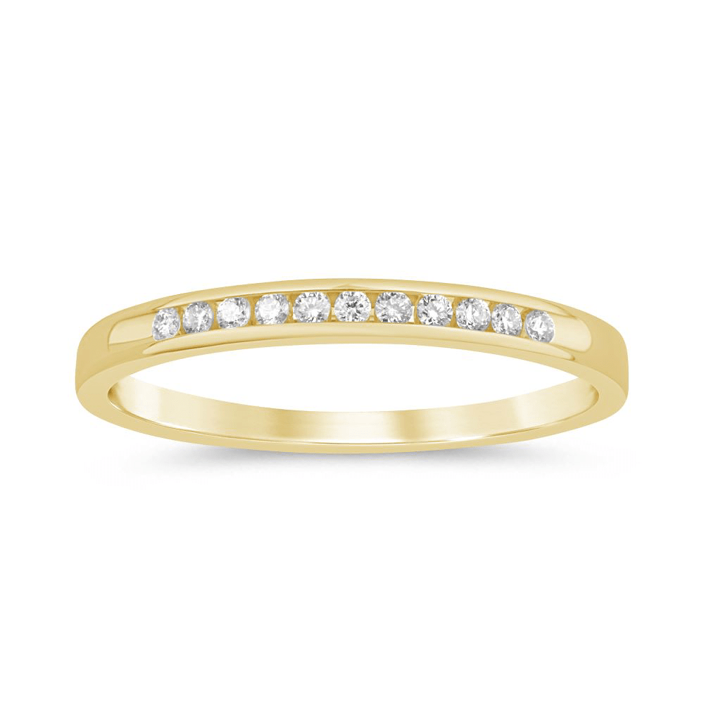 Channel Ring with 0.10ct of Diamonds in 9ct Yellow Gold Bevilles Jewellers 