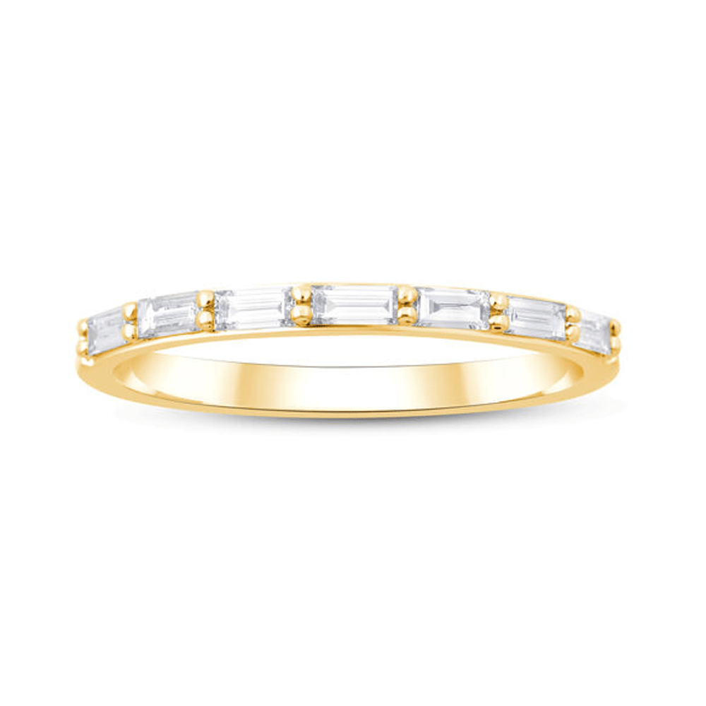 Baguette Ring with 1/4ct of Diamonds in 9ct Yellow Gold Bevilles Jewellers 